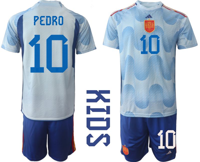 Youth 2022 World Cup National Team Spain away blue 17 Soccer JerseyYouth 2022 World Cup National Team Spain away blue #10 Soccer Jersey